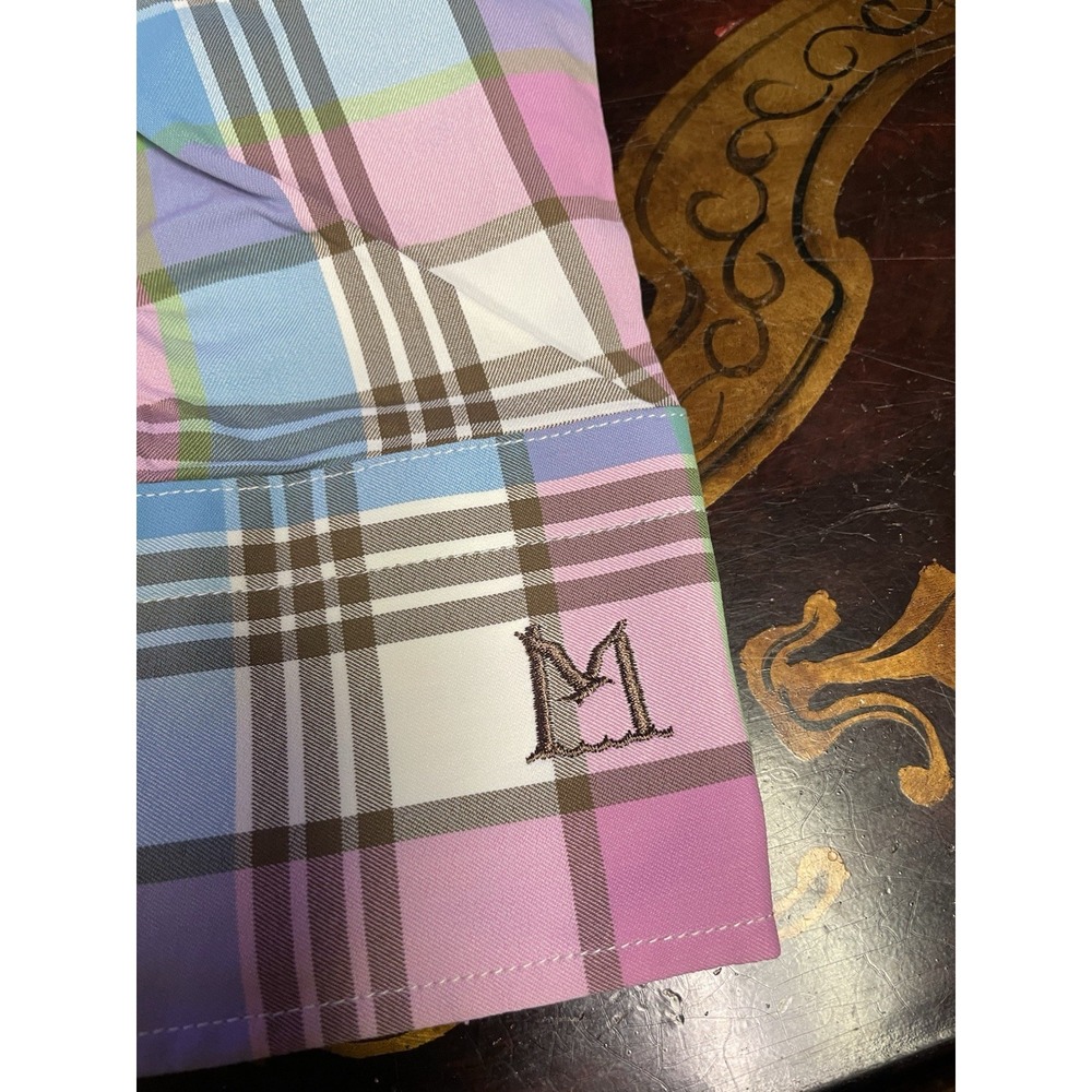 Peter Millar Summer Comfort Performance Mens Pink Blue Plaid Button Up Shirt M - Picture 4 of 14